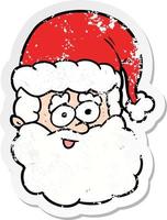 distressed sticker of a cartoon santa claus vector