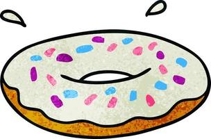 garabato de dibujos animados texturizados de un donut de anillo helado vector