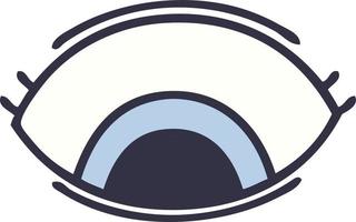 flat color retro cartoon eye looking down vector