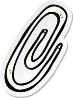 sticker of a cartoon paperclip vector