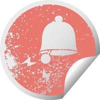 distressed circular peeling sticker symbol ringing bell vector