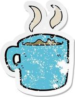 retro distressed sticker of a cartoon mug of coffee vector