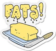 sticker of a cartoon butter fats vector