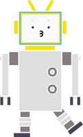 flat color retro cartoon robot vector