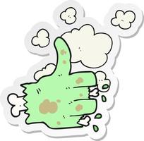 sticker of a cartoon zombie hand vector