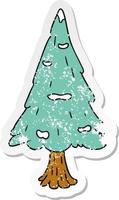 distressed sticker cartoon doodle single snow covered tree vector