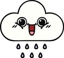 linda nube de lluvia de dibujos animados vector