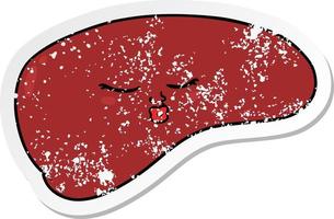 pegatina angustiada de un hígado de dibujos animados vector