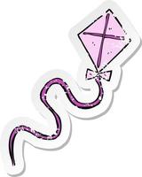 retro distressed sticker of a cartoon flying kite vector