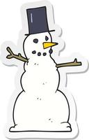 sticker of a cartoon snowman vector