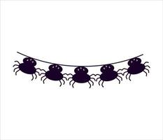 Garland with spider Flags for Halloween or Thanksgiving Day. Illustration of Pennants  on white isolated background. vector