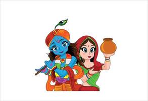 Radha Krishna vector illustration on isolated background