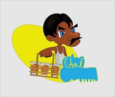 chai wala cartoon character Indian, Pakistani street tea seller vector