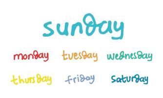 cute day text lettering for weekly planners vector