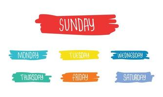 Days Of The Week: Sunday, Monday, Tuesday, Wednesday, Thursday, Friday,  Saturday Royalty Free SVG, Cliparts, Vetores, e Ilustrações Stock. Image  68894006.