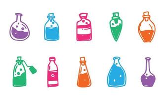 ilustración simple de una botella de veneno coloreada vector