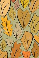 Fall, autumn season dry leaves botanical botanic pattern. Organic drawing colorful foliage element. vector