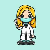 BEAUTY DOCTOR WITH MASK FOR CHARACTER, ICON, LOGO, STICKER AND ILLUSTRATION vector