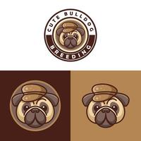 logotipo lindo de la mascota del bulldog vector