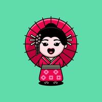 linda geisha japón vector