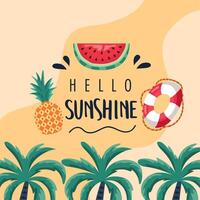 hello summer lettering card vector