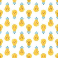 Light bulbs, vector seamless pattern on white background in flat style