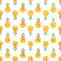 Light bulbs, vector seamless pattern on white background in flat style