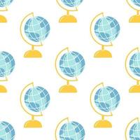 School globe on white background, vector seamless pattern