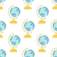 School globe on white background, vector seamless pattern