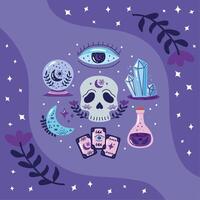 witchy and occult circular frame vector