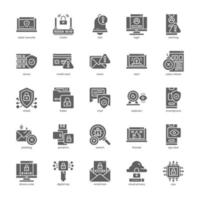 paquete de iconos de seguridad cibernética para el diseño de su sitio web, logotipo, aplicación, ui. diseño de glifo de icono de seguridad cibernética. ilustración de gráficos vectoriales y trazo editable. vector