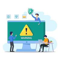 Concept operating system error warning. Vector illustration warning notification security and virus protection