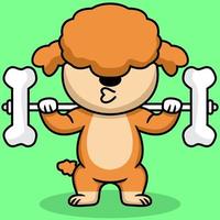 Vector illustration of premium cute dog doing bone lifting