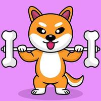 Vector illustration of premium cute dog doing bone lifting