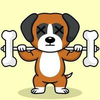 Vector illustration of premium cute dog doing bone lifting