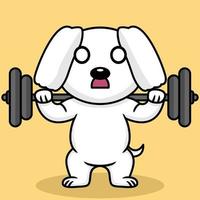 Vector illustration of premium cute dog doing weightlifting