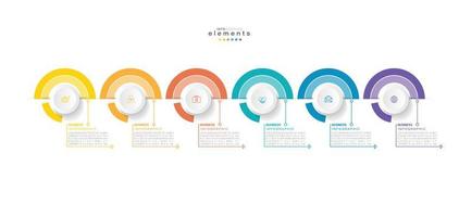 plantilla de diseño infográfico de ilustración vectorial con iconos y 6 opciones o pasos. se puede utilizar para procesos, presentaciones, diseño, banner, gráfico de información. vector