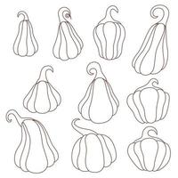 Set of pumpkins coloring book vector illustration