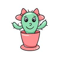 Character cactus girl with bows vector