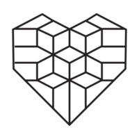 Herz-Origami-Illustrationsdesign. Strichzeichnungen geometrisch für Symbol, Logo, Designelement usw png
