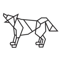 diseño de ilustración de origami de perro. arte lineal geométrico para icono, logotipo, elemento de diseño, etc. png