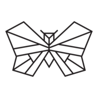 diseño de ilustración de origami de mariposas. arte lineal geométrico para icono, logotipo, elemento de diseño, etc. png