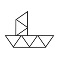 conception d'illustration d'origami de bateau. dessin au trait géométrique pour icône, logo, élément de conception, etc. png