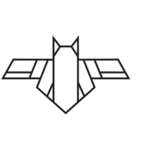 Fledermaus-Origami-Illustrationsdesign. Strichzeichnungen geometrisch für Symbol, Logo, Designelement usw png