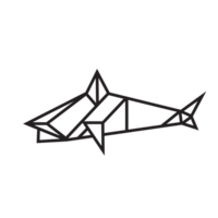 Fisch-Origami-Illustrationsdesign. Strichzeichnungen geometrisch für Symbol, Logo, Designelement usw png