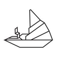 projeto de ilustração de origami de barco. arte de linha geométrica para ícone, logotipo, elemento de design, etc png