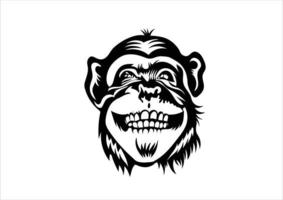 monkey portrait black silhouette vector illustration