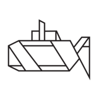 submarine origami illustration design. line art geometric for icon, logo, design element, etc png