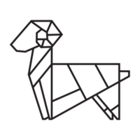 diseño de ilustración de origami de cabra. arte lineal geométrico para icono, logotipo, elemento de diseño, etc. png