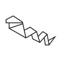 Schlangen-Origami-Illustrationsdesign. Strichzeichnungen geometrisch für Symbol, Logo, Designelement usw png